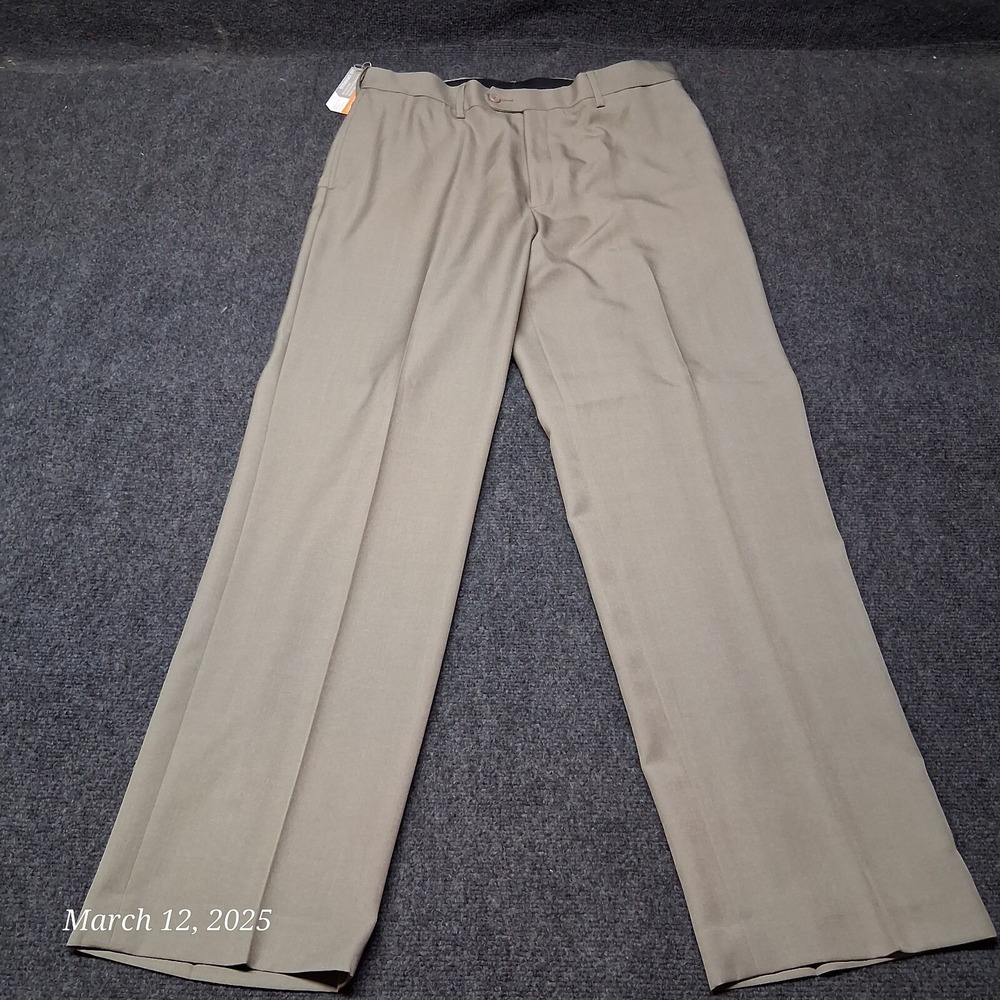 NWT Savane Comfort Waist Dress Pants Men SZ 34x32 Dark Patina Straight Leg